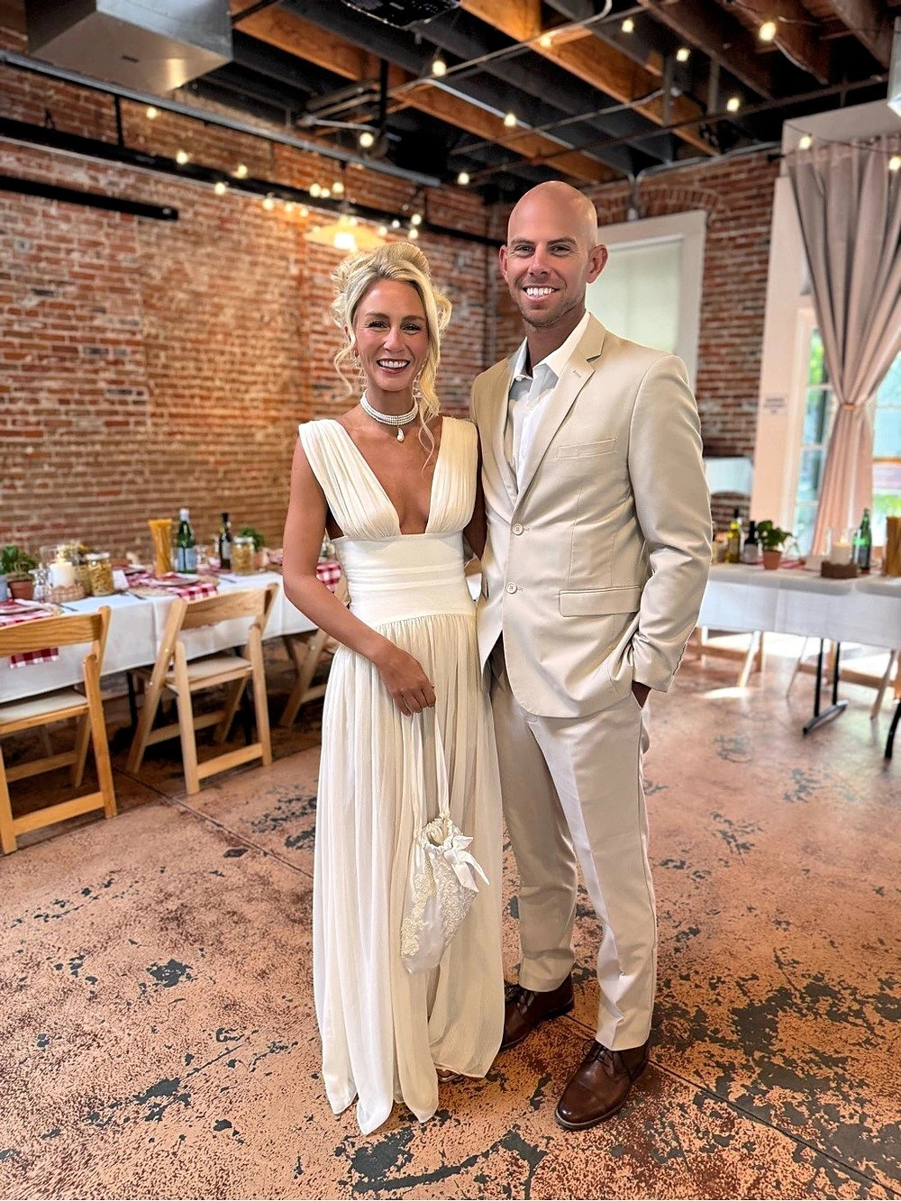 White Pleated Wedding Dress Like New